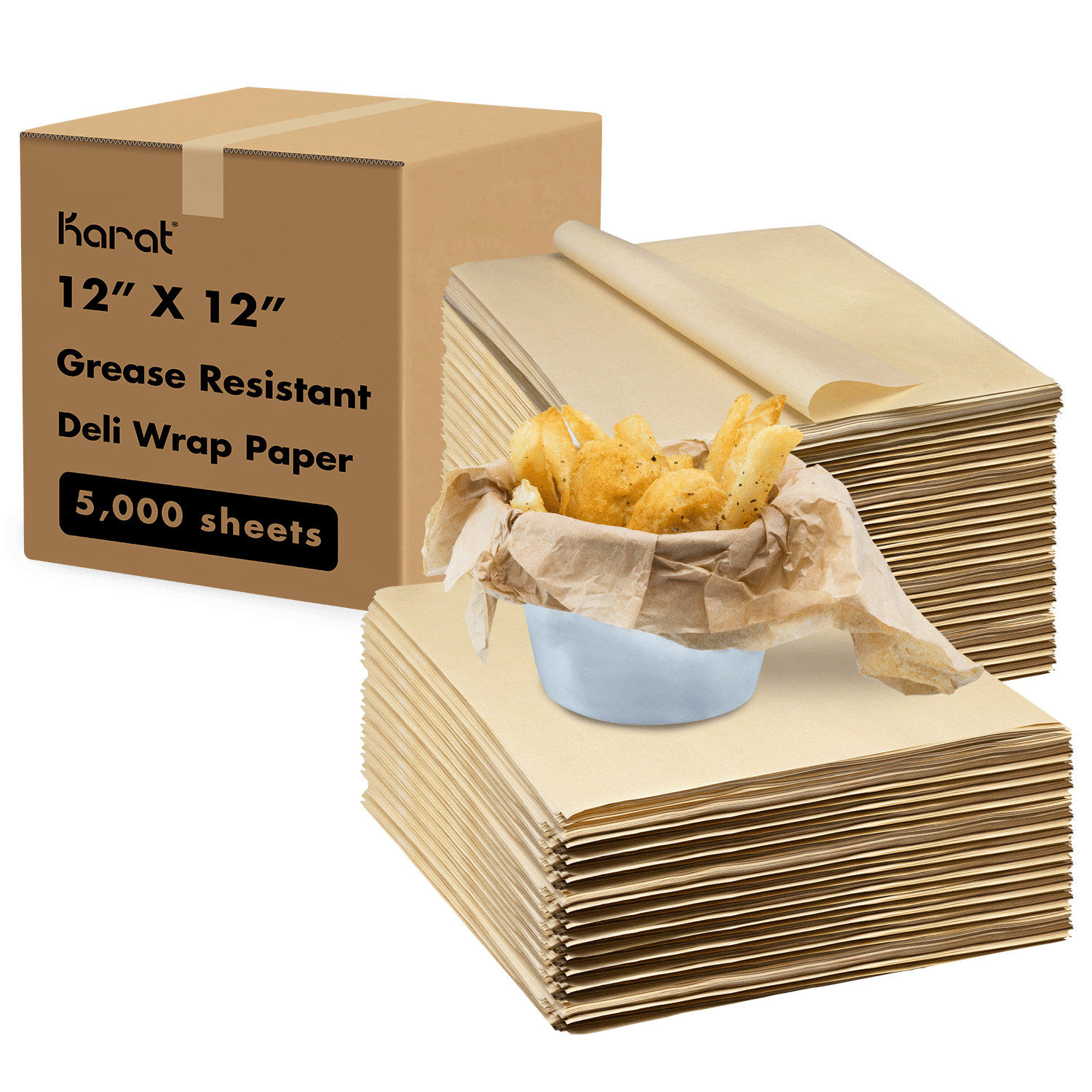 Karat 12″ x 12″ Deli Wrap / Paper Liner Sheets – Kraft – 5,000 ct, FW-DPS400
