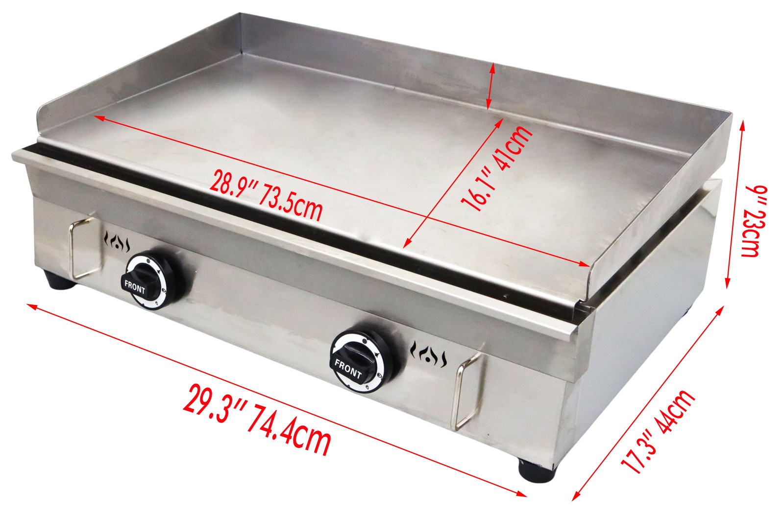 28.94×16.14 in LPG Gas Countertop Flat Top Griddle Stainless Steel Griddle Grill