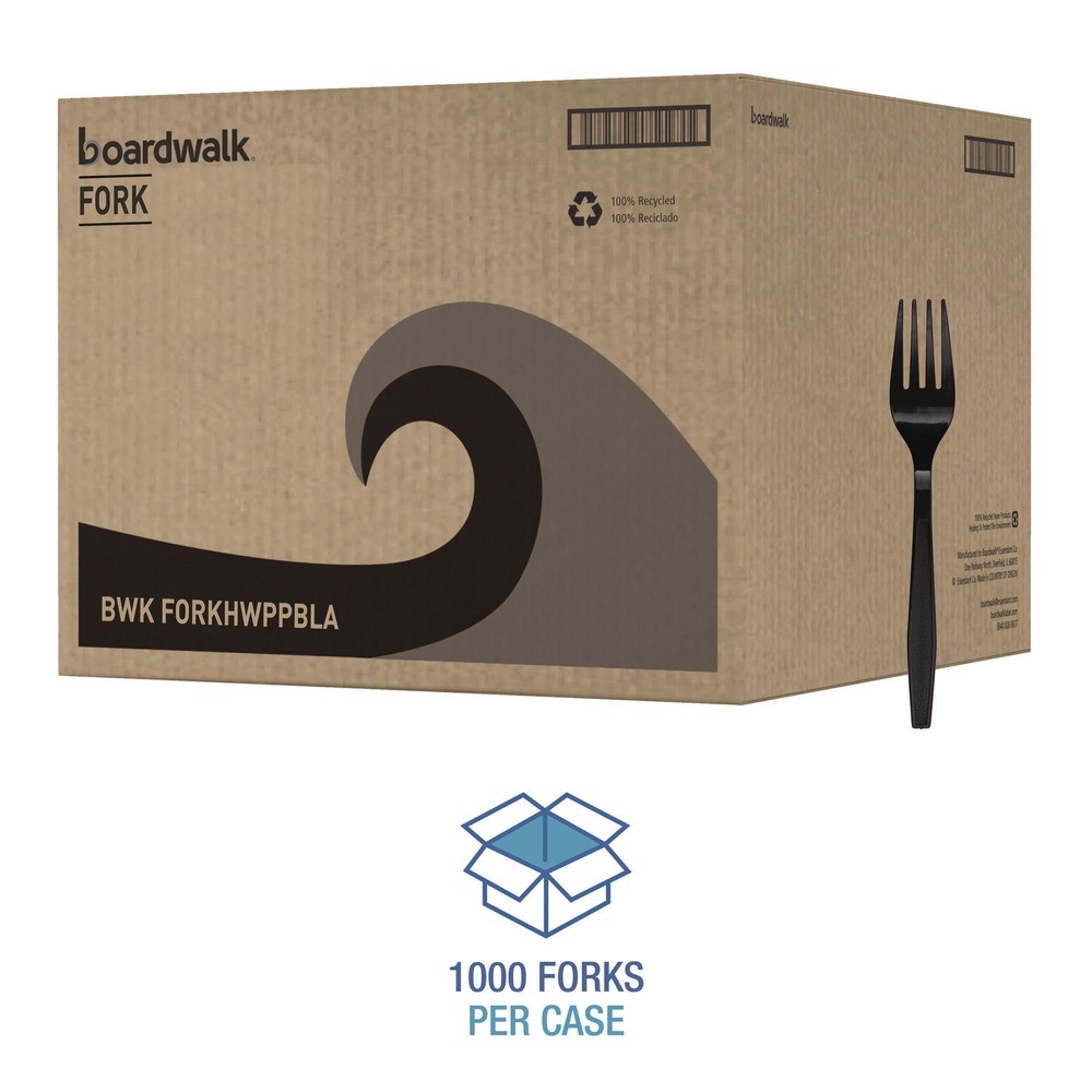 Boardwalk FORKHWPPBLA 1000-Pc/CT Heavyweight PP Forks – BLK New