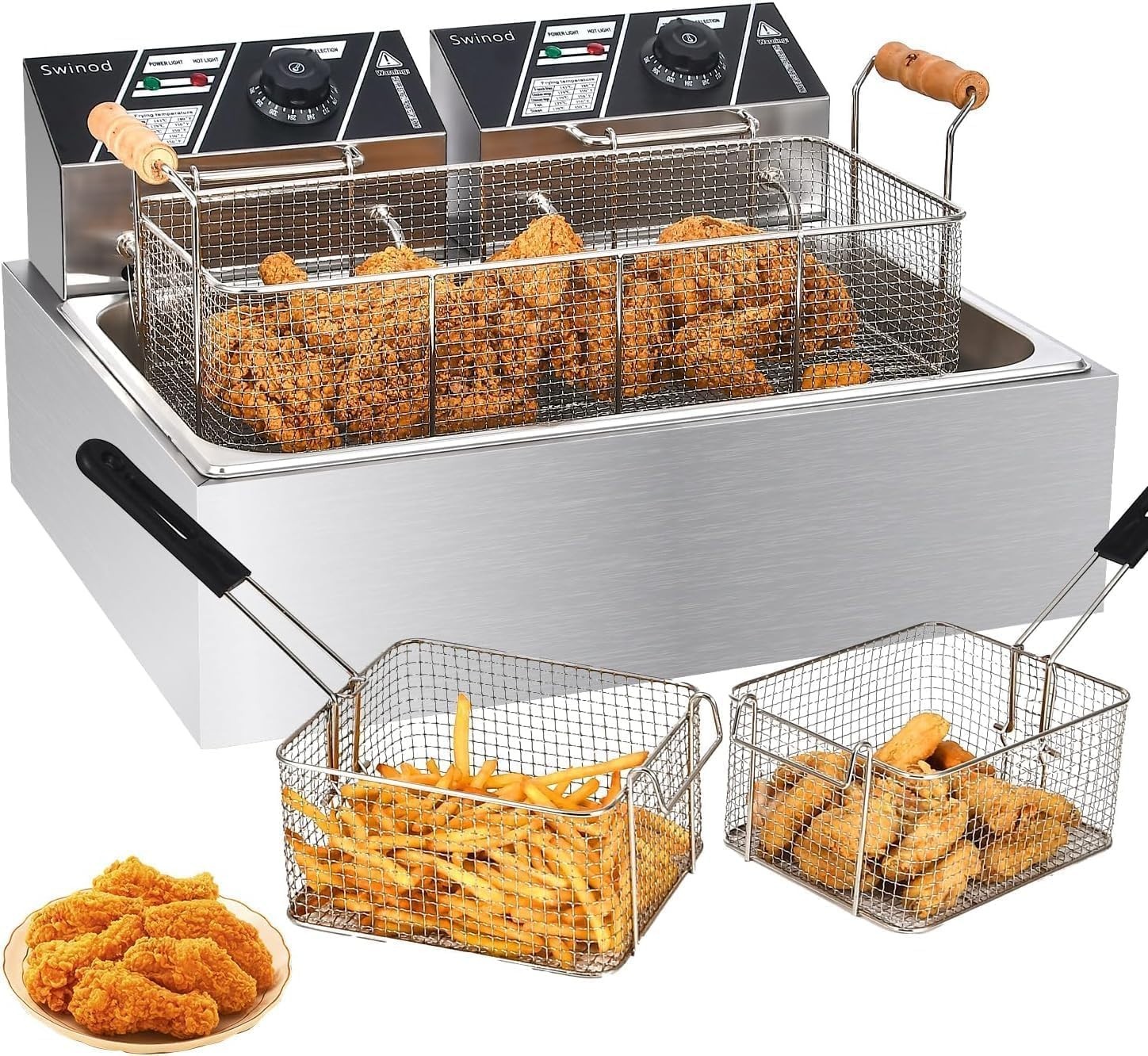 3400W Commercial Deep Fryer, 12.7QT Stainless Steel for Home & Restaurant Use