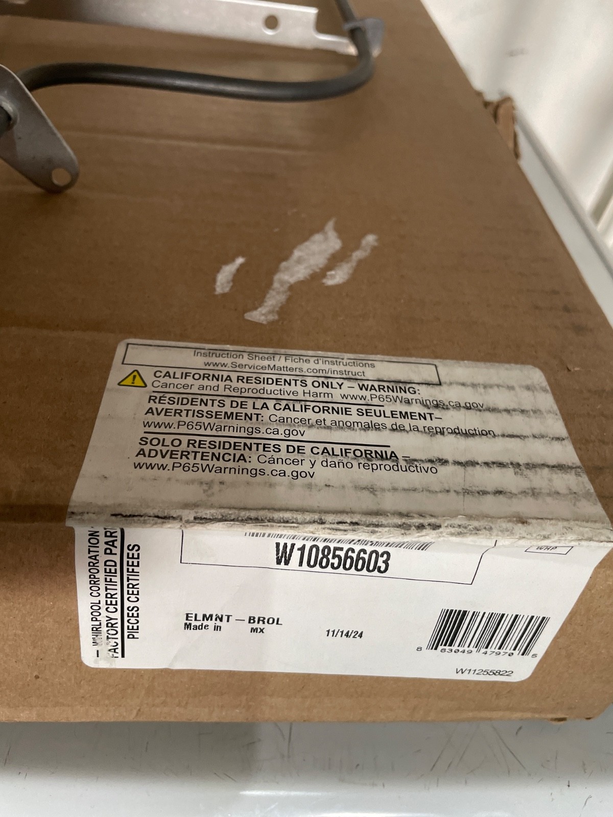 New OEM Whirlpool Electric Range WFES3030RS2 Broil Element W10856603