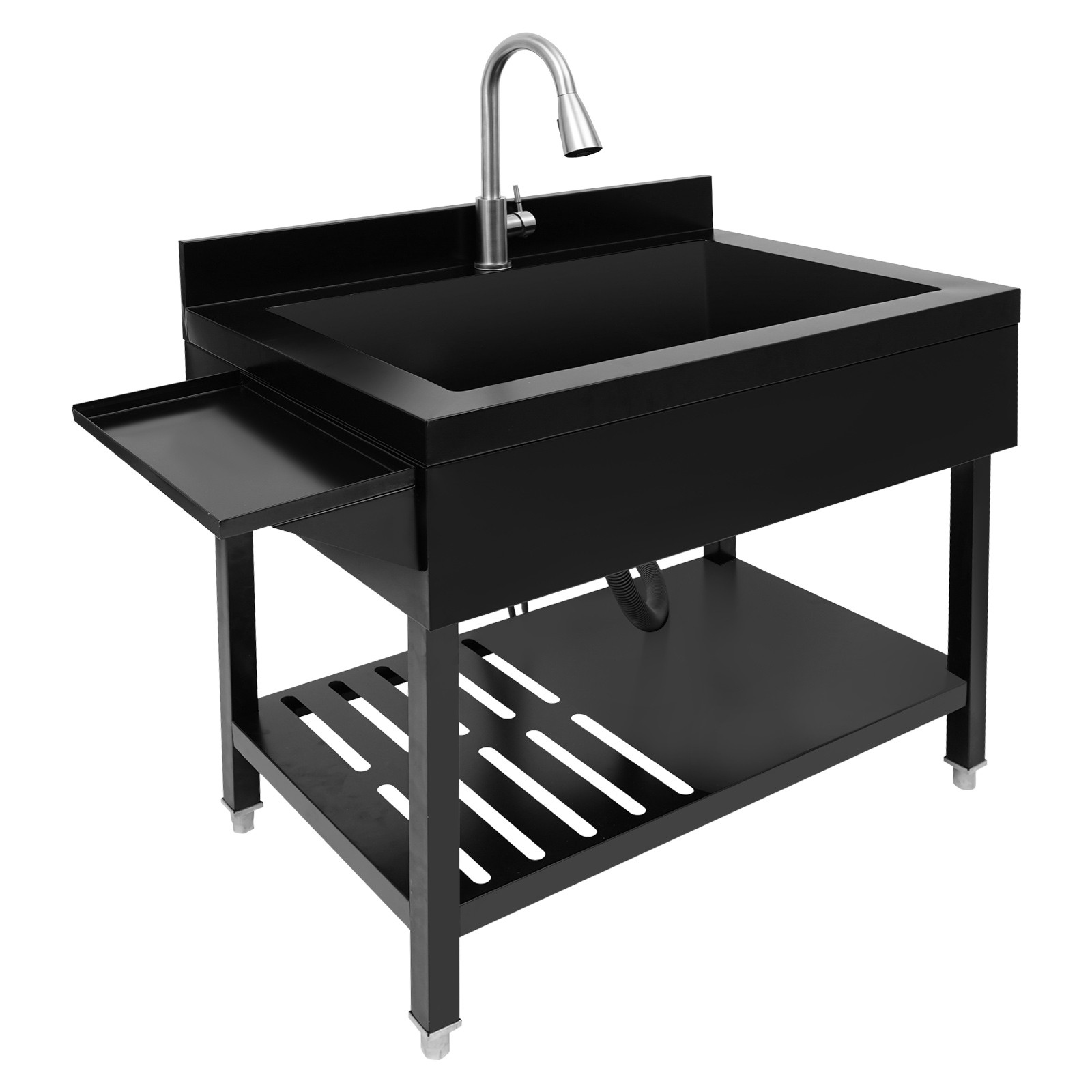 Single Bowl Kitchen Sink Stainless Steel Sink Kitchen Sink with Pull-Out Faucet