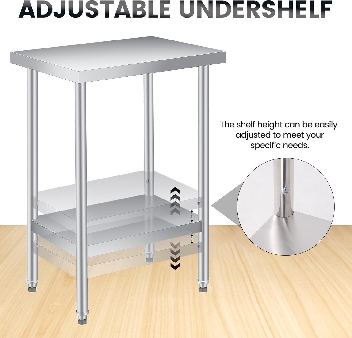Stainless Steel NSF Commercial Kitchen Work Food Prep Table 12/14/18/24/30 In