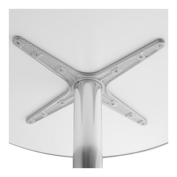 27 1/2» Round Chrome Metal Restaurant Table with 4 Slat Back Armless Chairs