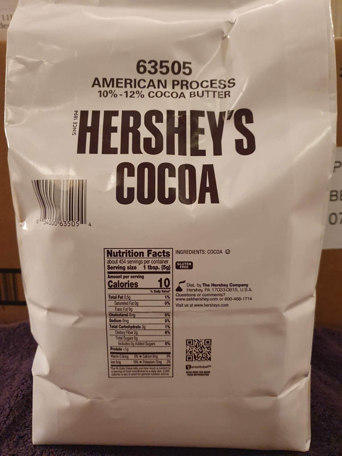 Hershey’s 100% Cocoa Powder American Process 5lb Bag Bulk Baking Best By 07/2026