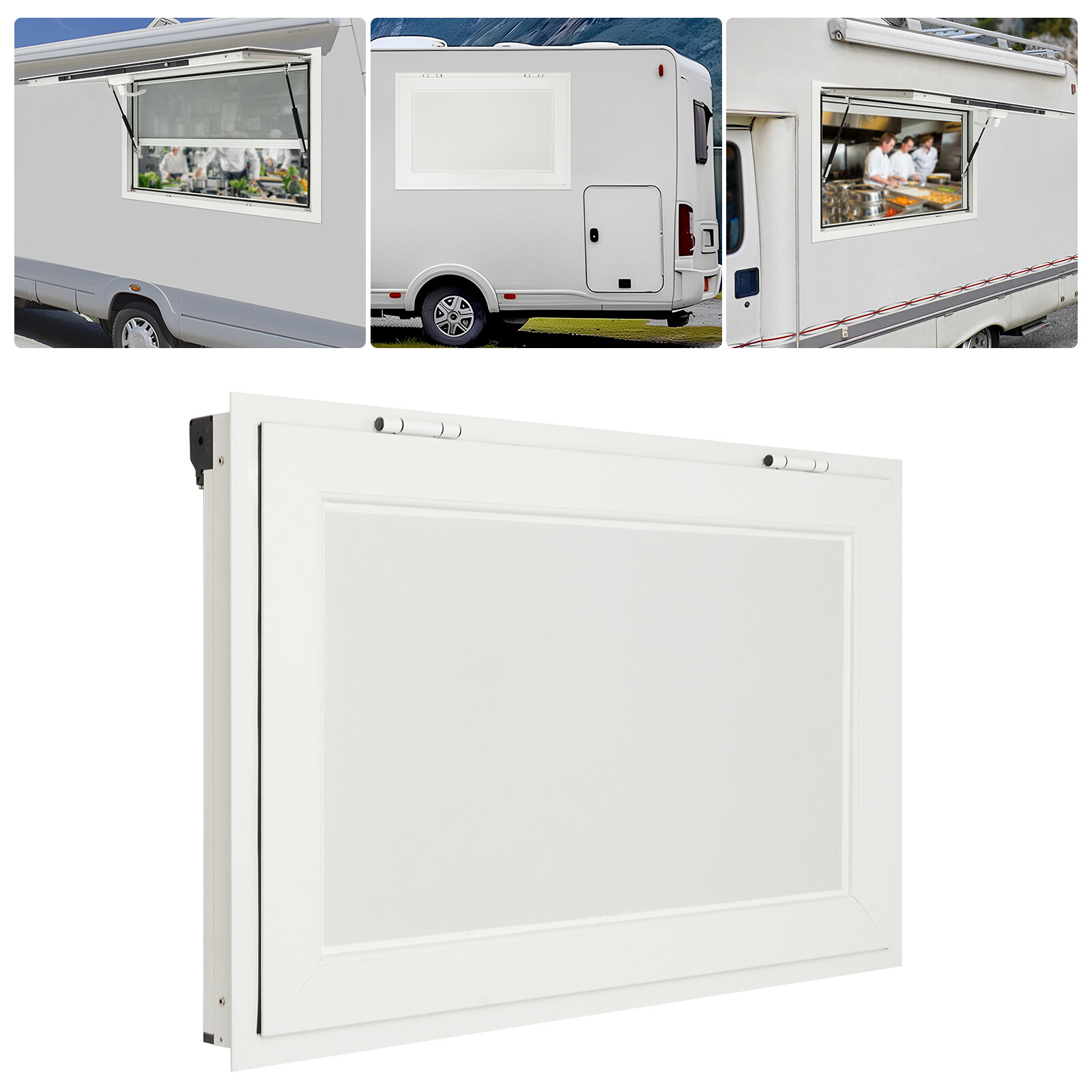 35×23 In Food Truck Concession Stand Serving Window 85° Open with Screen Window