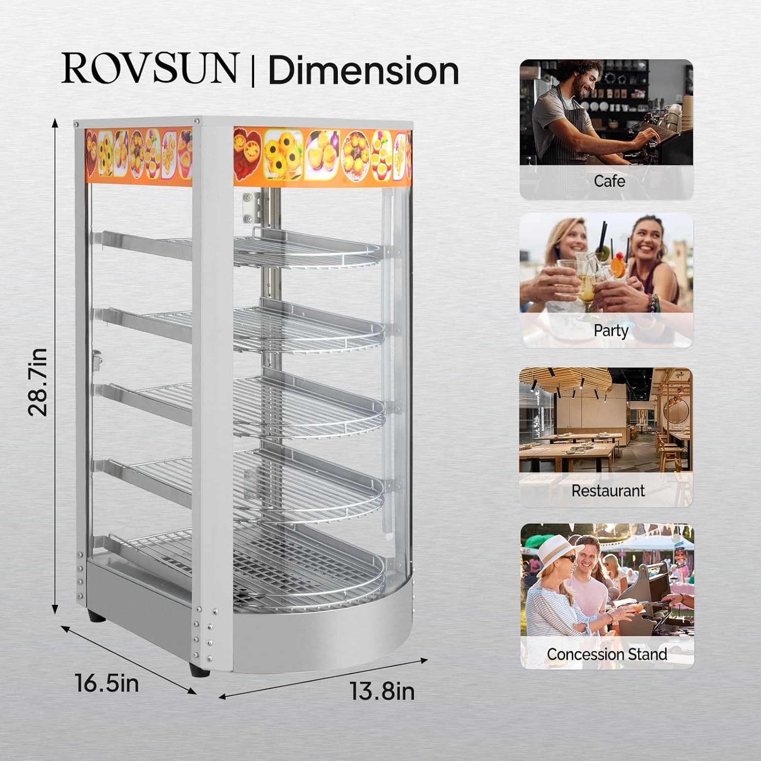 Commercial Food Pizza Display Warmer, 5-Tiers Electric Countertop Food Warmer