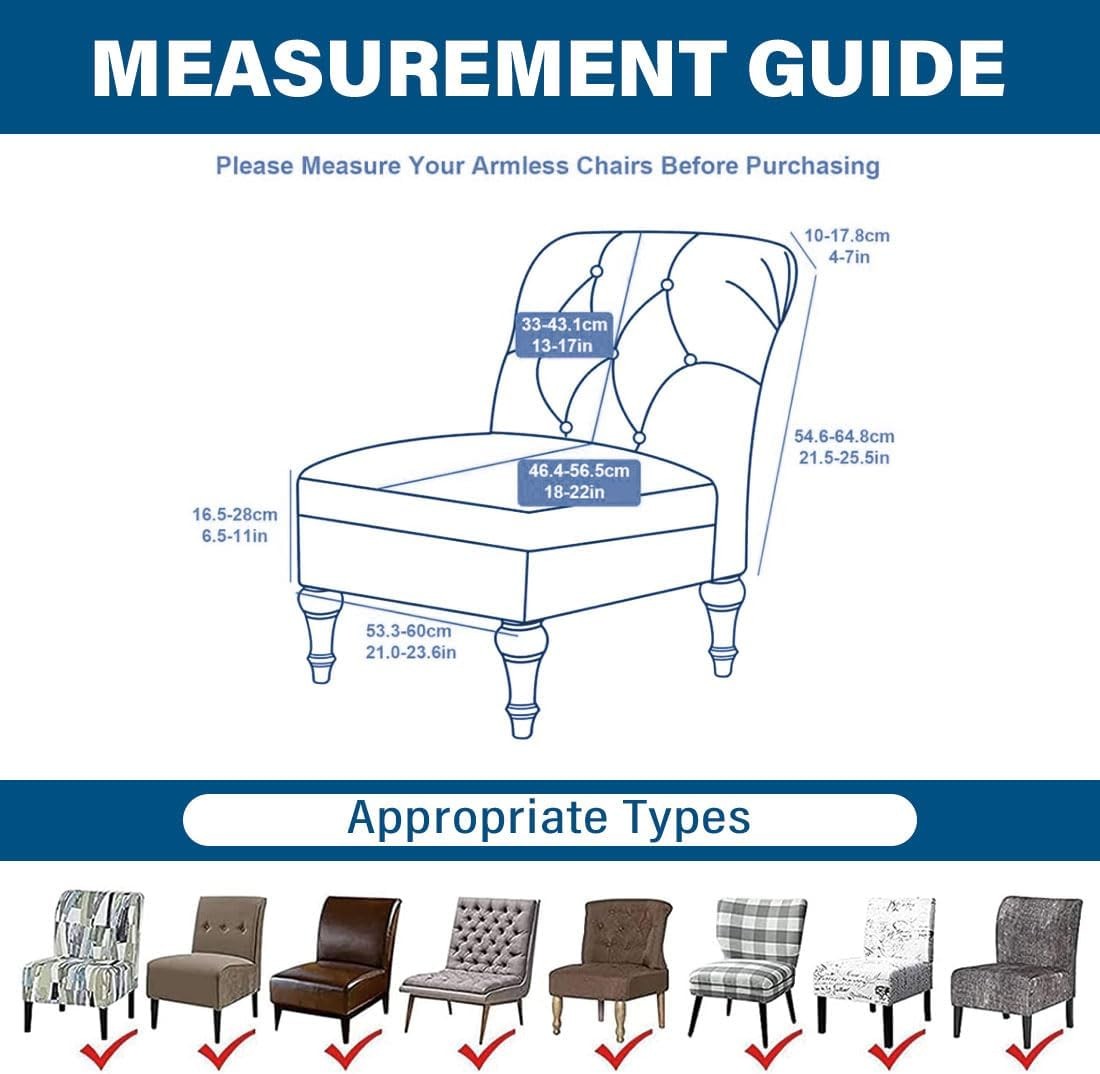 Armless Accent Chair Cover Stretch Slipper Chair Cover Without Arms Jacquard