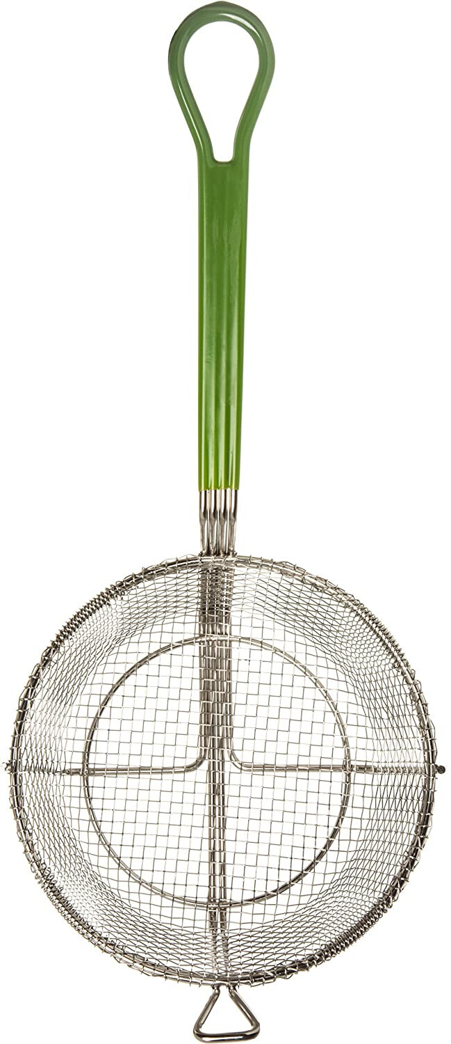 CFS Chrome Plated Nickel Steel Mesh Fryer Basket with Cool Touch Handle, 8.75″ D