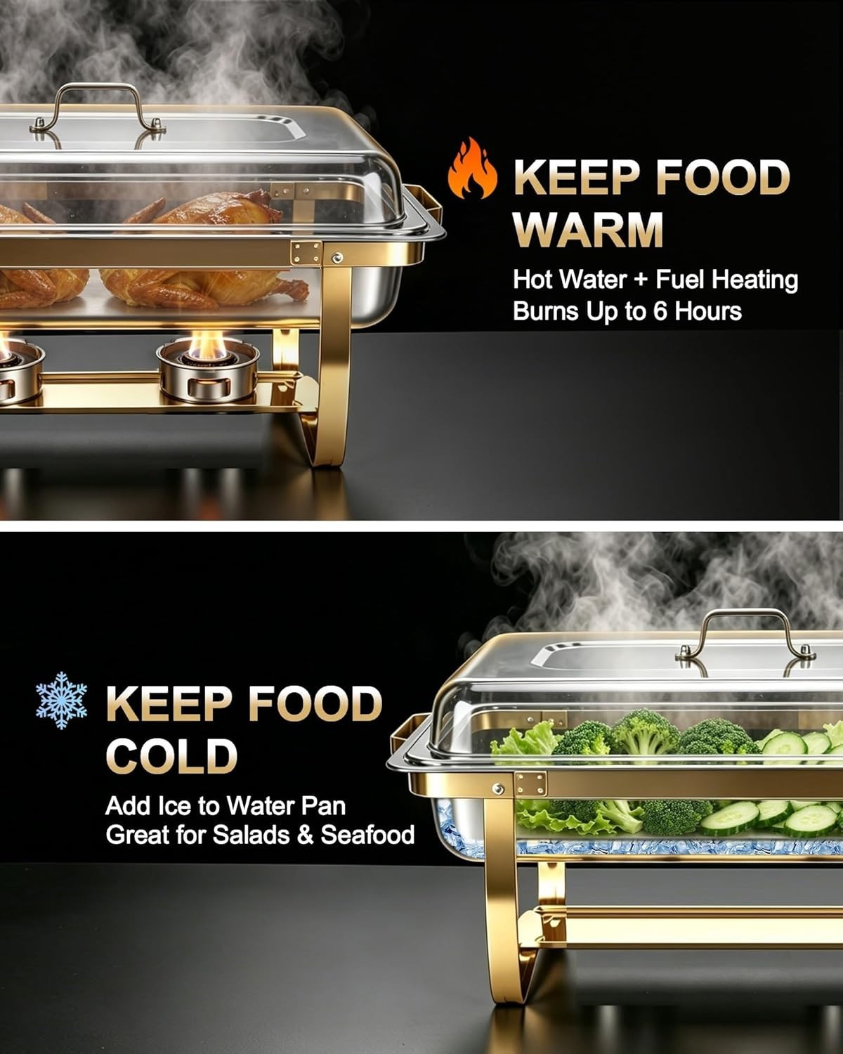 4-PK 9QT Rectangular Stainless Steel Chafing Dishes for Buffet w/ Lids