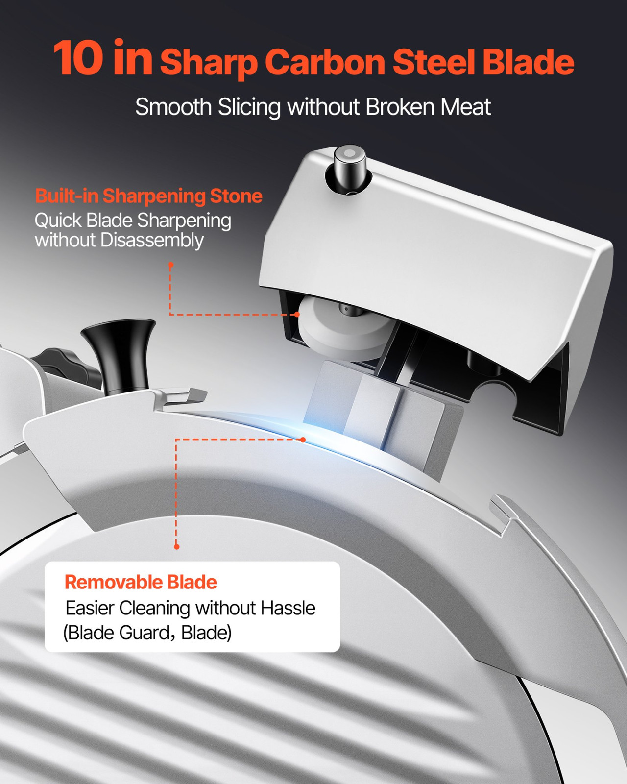 Commercial Meat Slicer 10in Blade 180W+370W Auto w/ Sharpener Adjustable