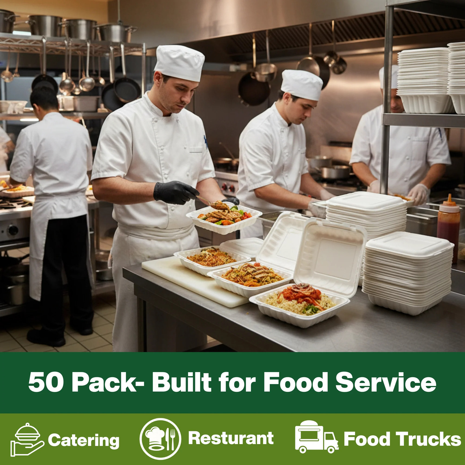 ProTakeOut, [ 8″ x 8″] 150 Pack (150/1)| Hinged Vented Take-Out Containers