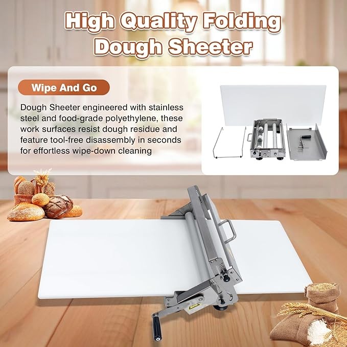 Open Box! 40.9»x15.5″ Folding Manual Stainless Steel Machine & Dough Sheeter