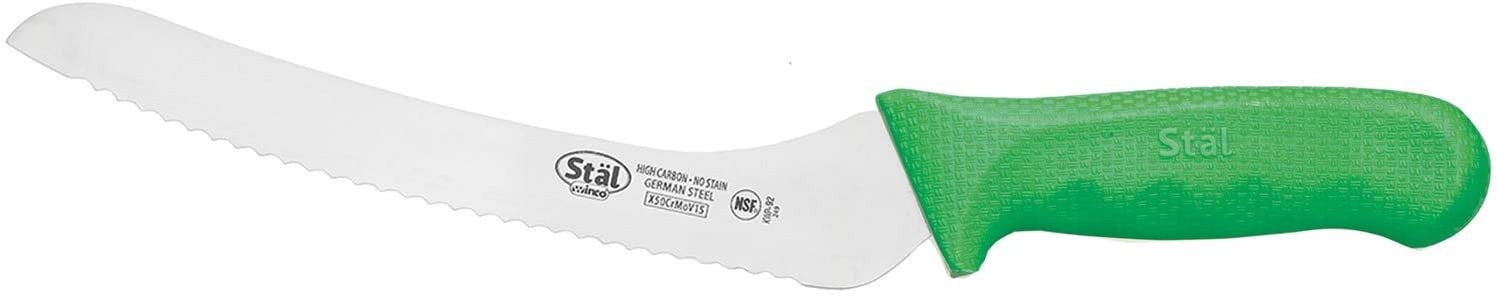 Winco KWP-92G, 9″ Stäl High Carbon Steel Bread Knife with Green Polypropylene…