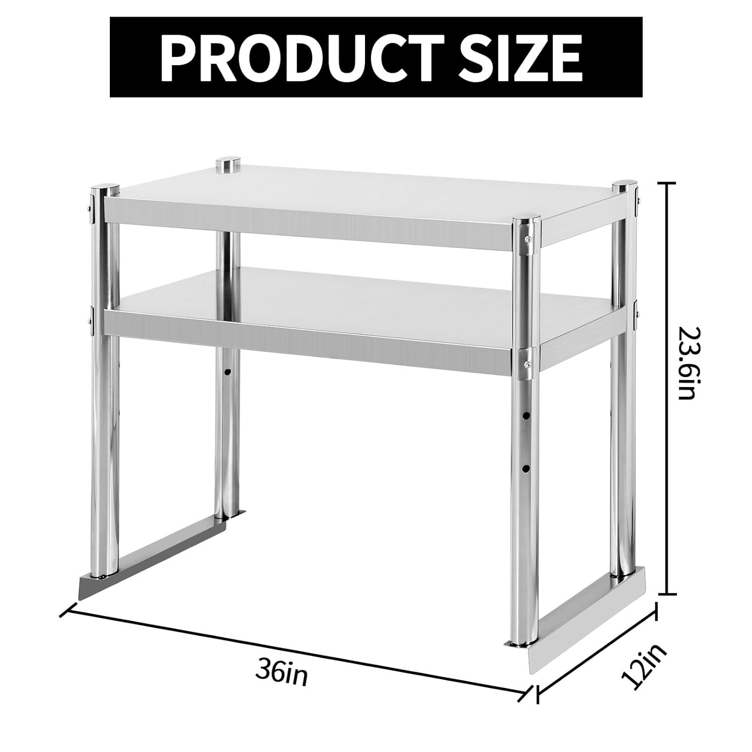 NEW Stainless Steel Double Overshelf 36»L x 12»W Commercial 2 Tier Overshelf