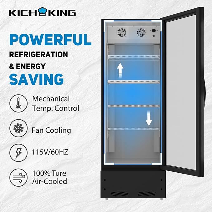 Merchandiser Fridge 8 Cu.Ft 1 Door Display Cooler Beverage Refrigerator ETL New