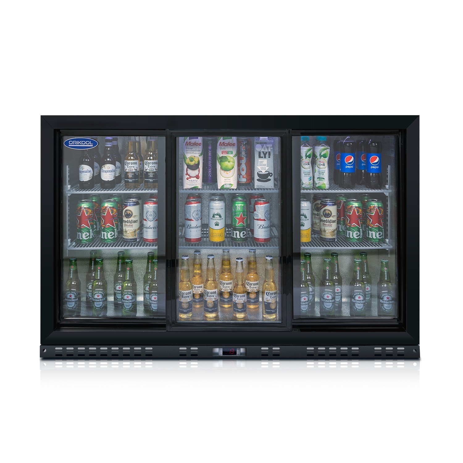 Back Bar Cooler 480 Cans,3 Sliding Doors,Stylish for Bar or Home