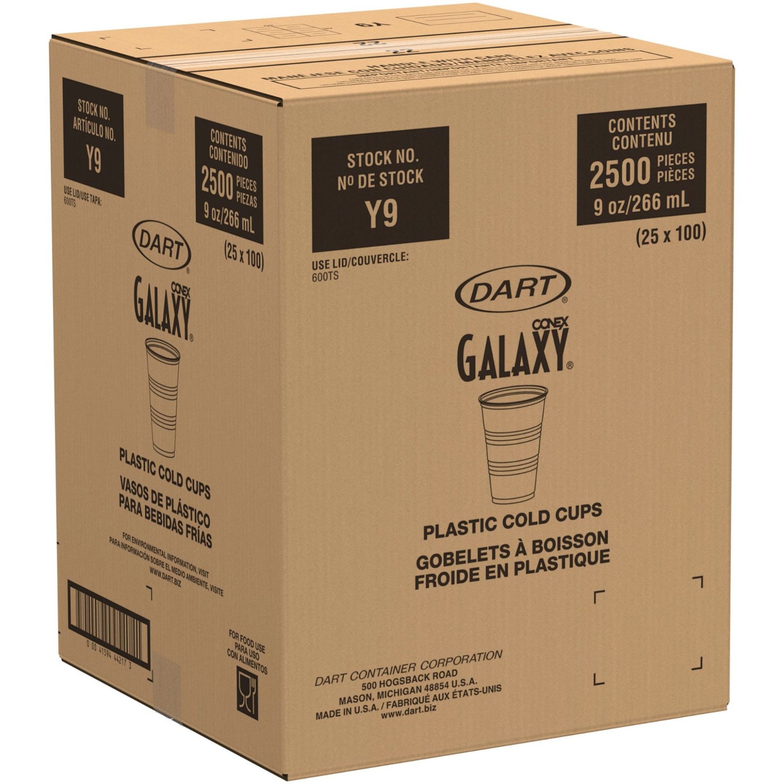 Dart Y9 Conex Galaxy 9 oz Translucent Polystyrene Cold Drink Cups 2,500/Case