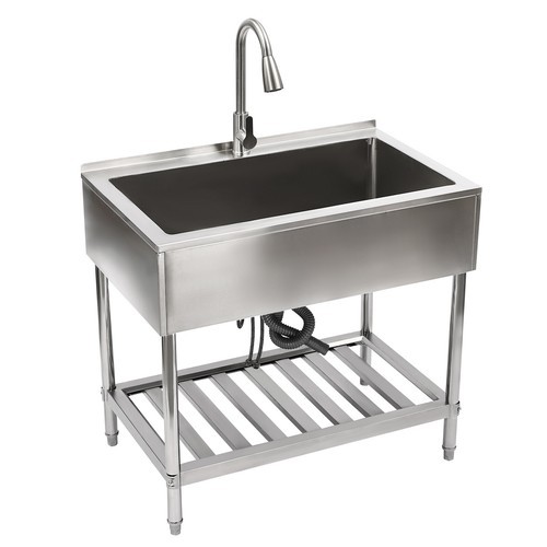 Commercial Stainless Steel Sink Laundry Kitchen Sink Utility Sink w/Drain-pipe