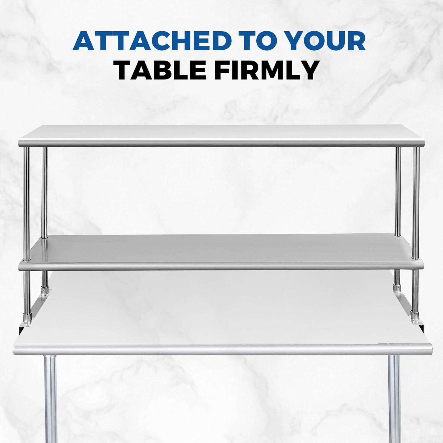Adjustable Stainless Steel Overshelf 12″x60″ for Kitchen & Utility Room