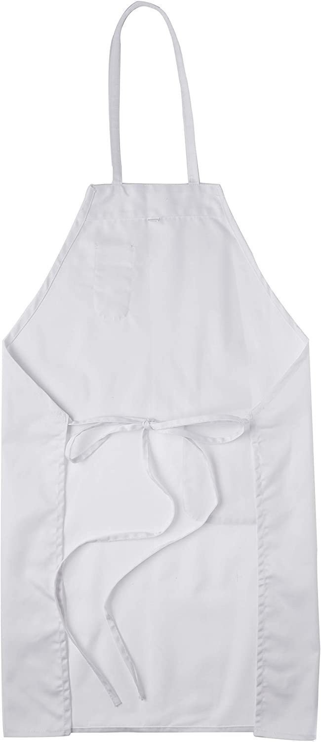 Winco BA-PWH Full Length Bib Apron with Pocket, White,Medium