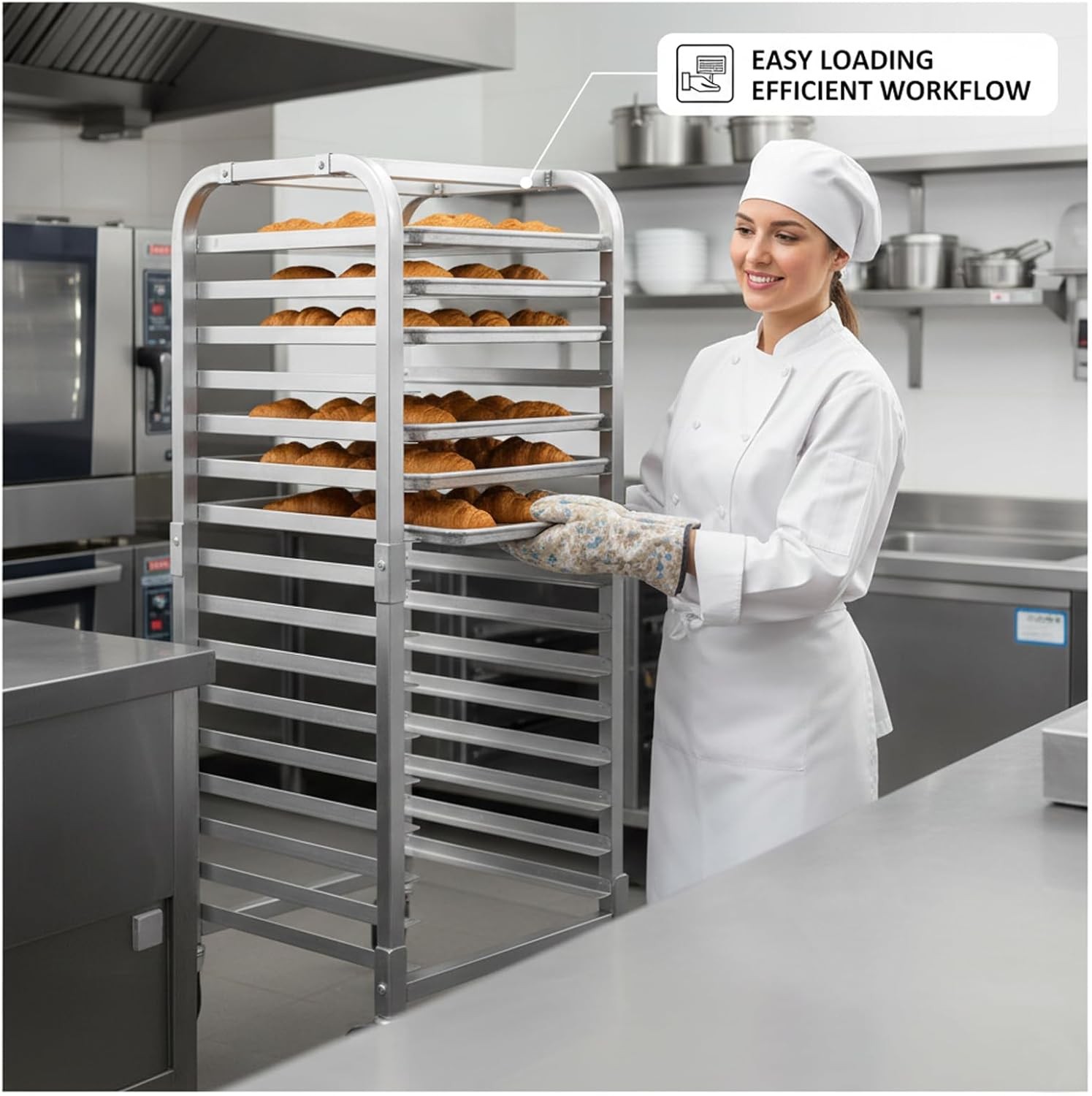 Aluminum Bun Rack on Locking Wheel – Mobile Cooling Trolley for Kitchen & Bakery