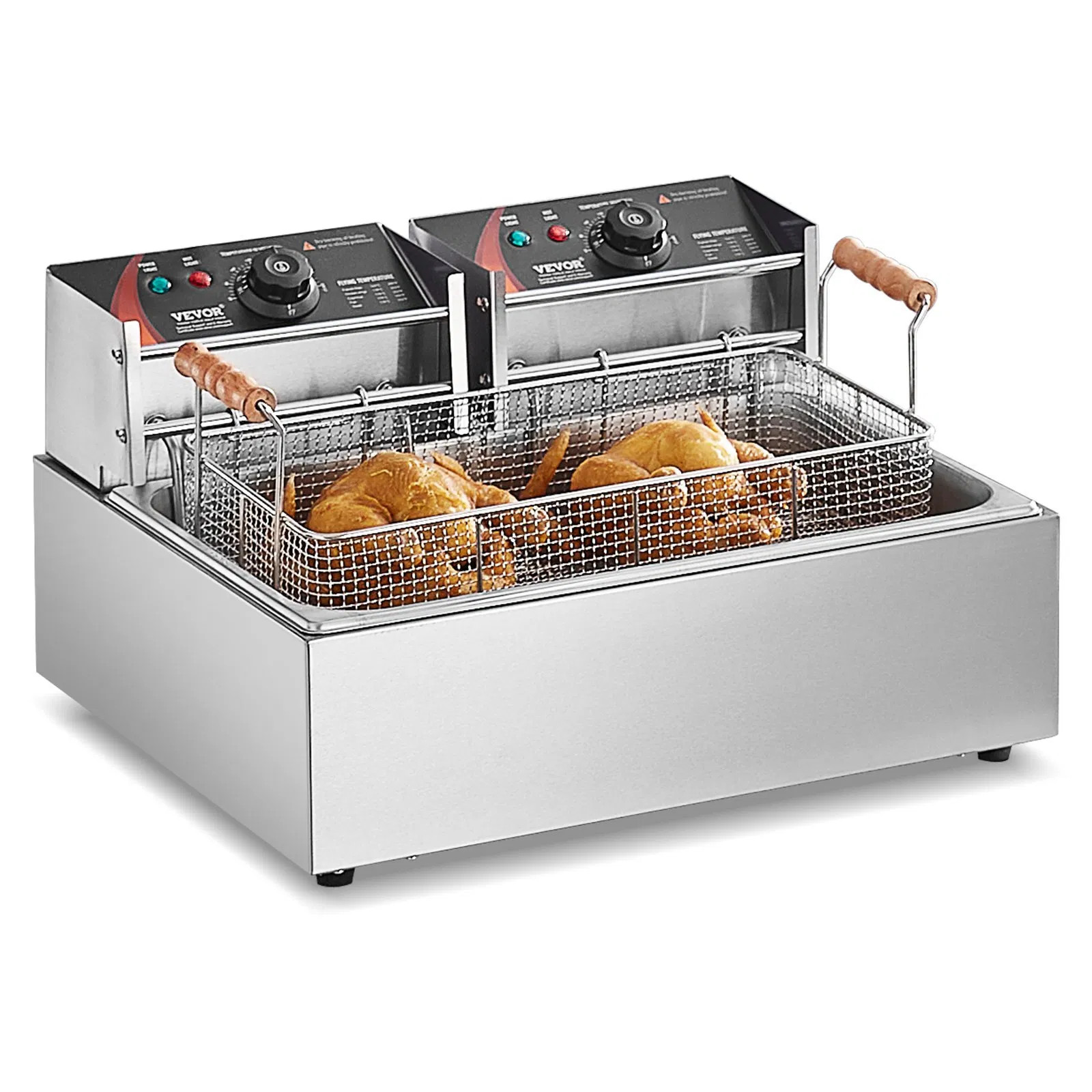 Commercial Deep Fryer, 3000W Electric Turkey Fryer with 3 Removable Baskets, Lar