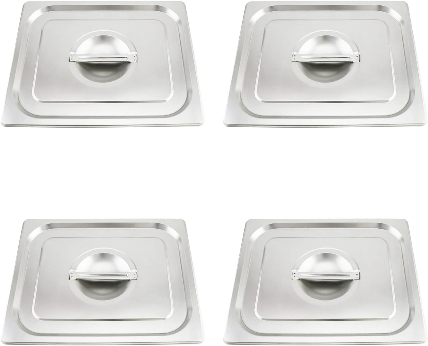 4 Pack 1/2 Size Stainless Steel Steam Table Pan Lids Solid Cover Set for Buffets