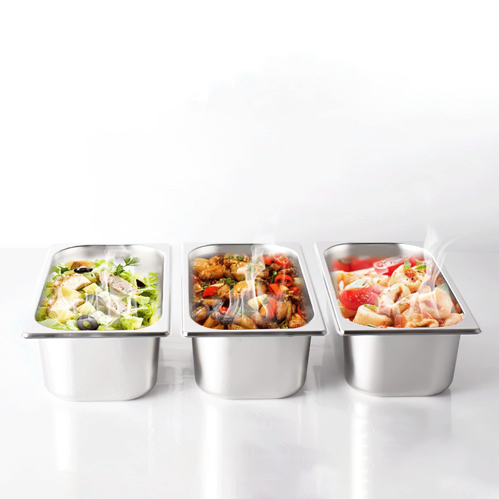 1/3 Size Hotel Pans with Lids 3-5/8″ Deep 22 Gauge 2-Pack
