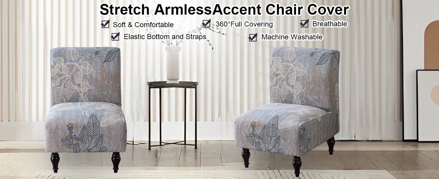 Armless Chair Slipcover Removable Armless Accent Chairs Covers Washable Armless