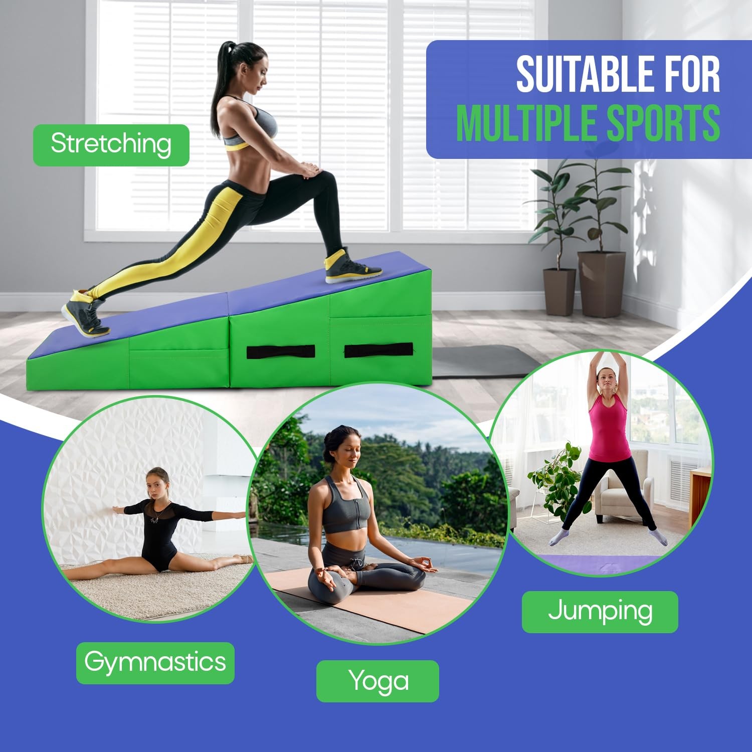 Folding Slanted Cheese Wedge Gymnastics Yoga Mat Waterproof Easy to Clean 48×24