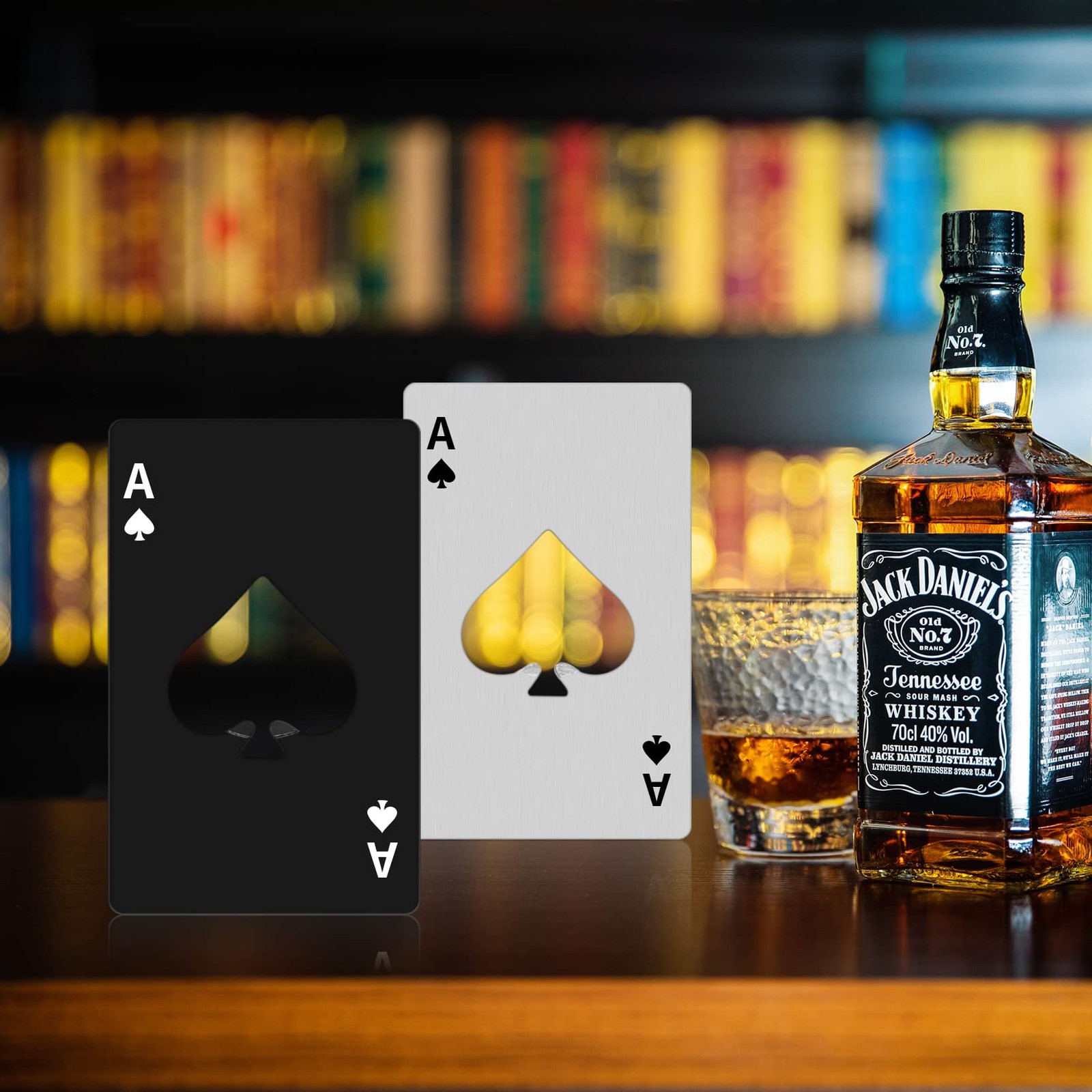 QBXMY7 Ace Of Spades Bottle Opener-Stainless Steel normal, Black and sliver