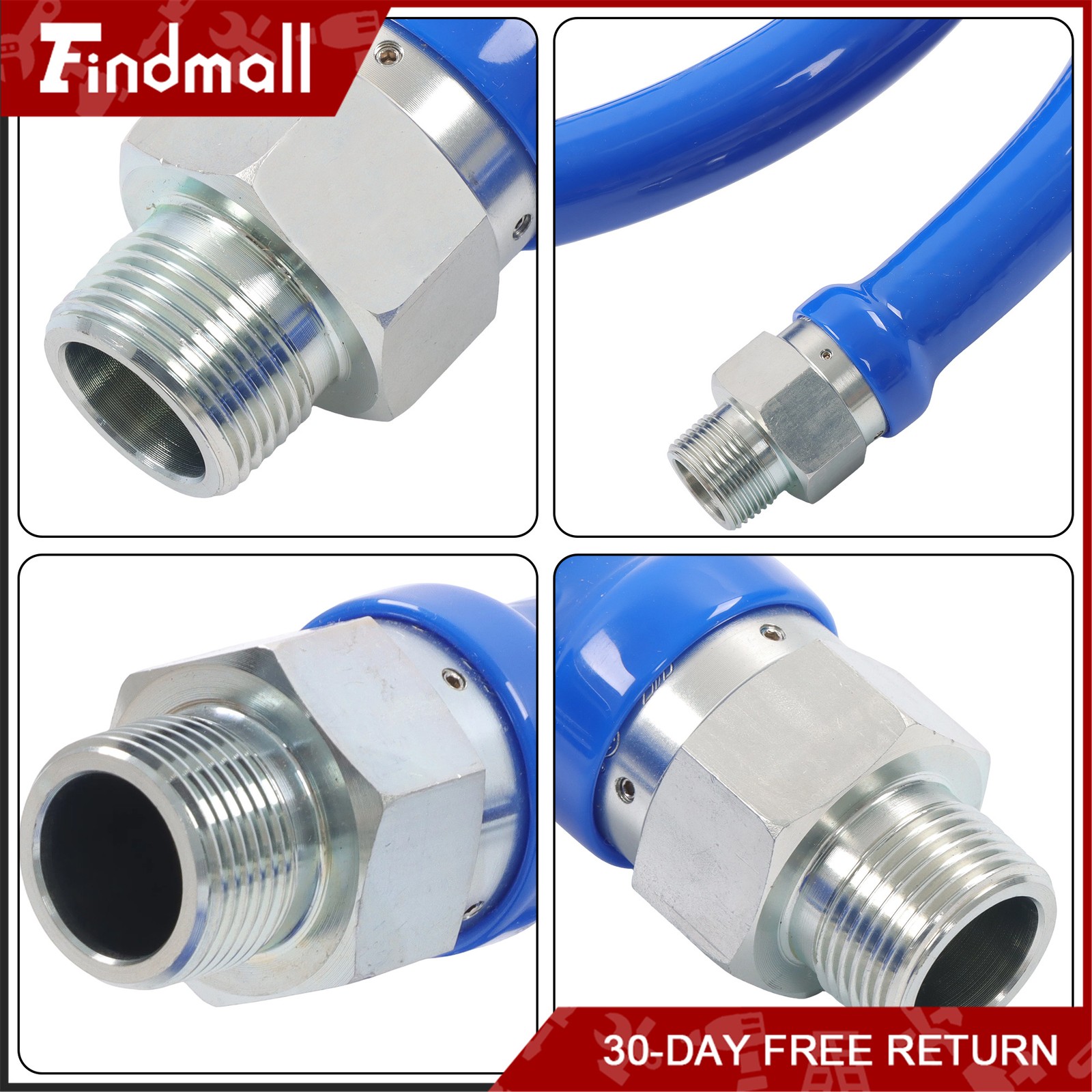 Findmall 1675KIT48 Safety System Kit, 48 Inch Commercial Gas Hose Connector Kit
