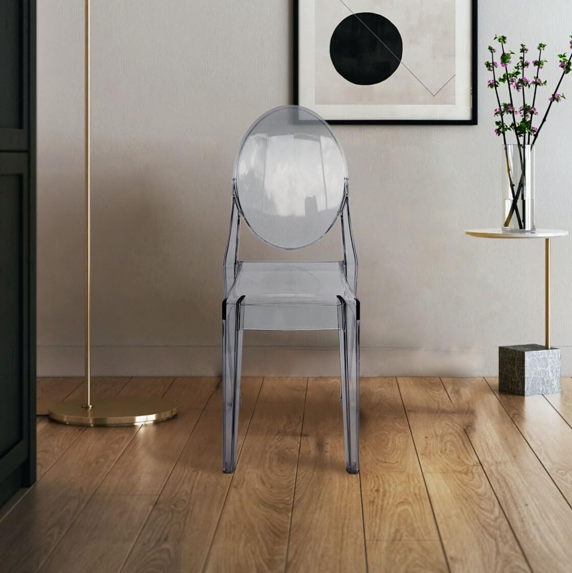 Set of 4 Ghost Chairs Transparent Crystal Acrylic Stacking Chair for Events Home