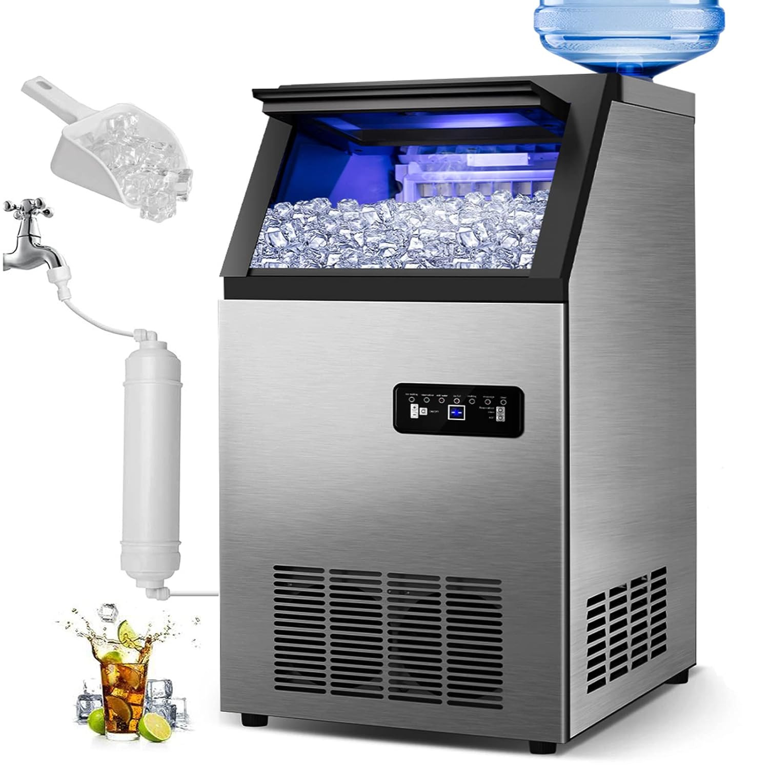 Commercial Ice Maker Machine 120Lbs/24H with 35Lbs Ice Capacity, 45Pcs Clear Ice