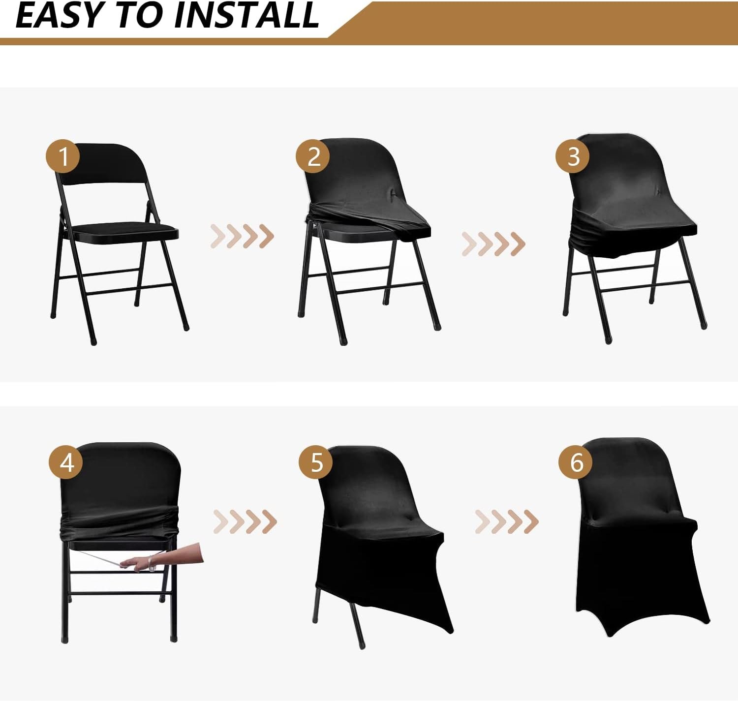 Black Folding Chair Covers, Spandex Folding Chair Covers 10 PCS, Banquet Chair