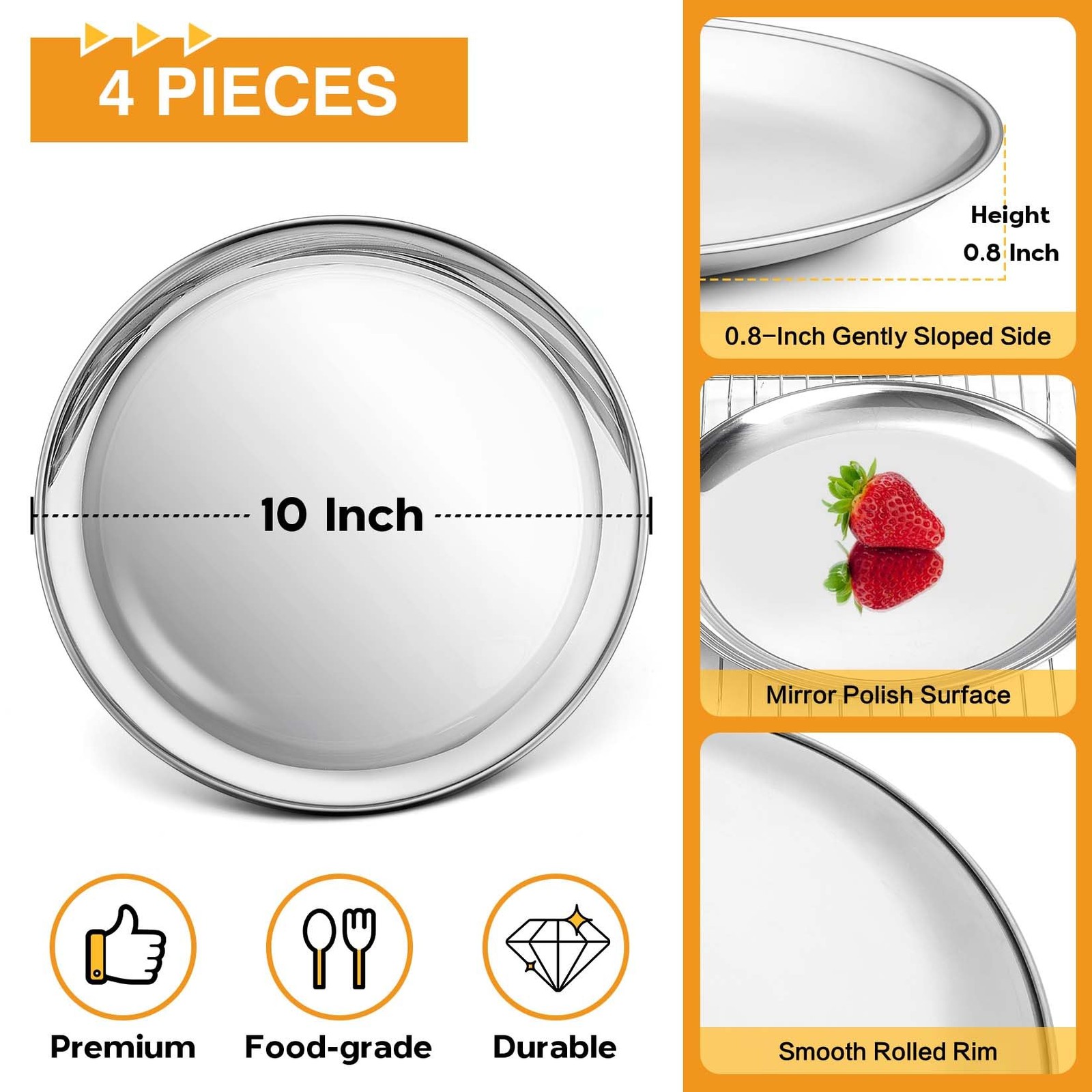 P&P Chef Pp Chef 10 Inch Pizza Pan Stainless Steel Round Pizza Tray Baking Pans