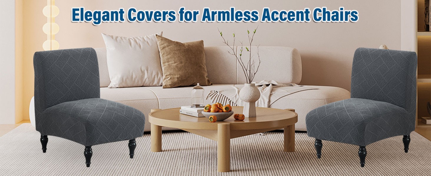 Armless Accent Chair Cover Stretch Slipper Chair Cover Without Arms Jacquard