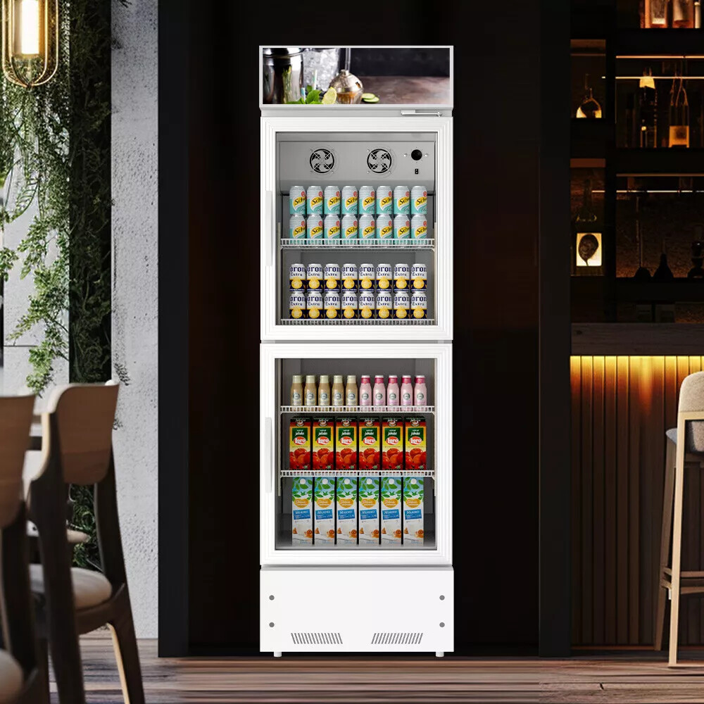 Commercial 2 Glass Door Merchandiser Refrigerator Display Cooler for Office Bar