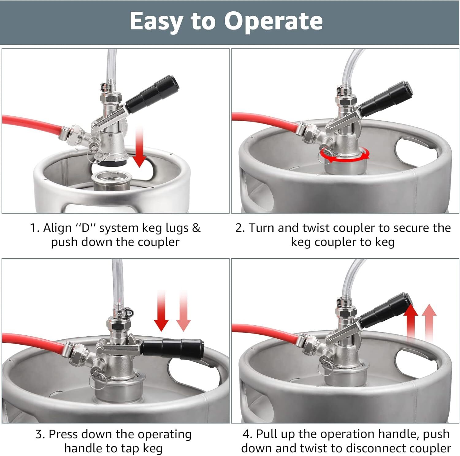 D System Keg Coupler With Pressure Relief Valve For Beer And Carbonation