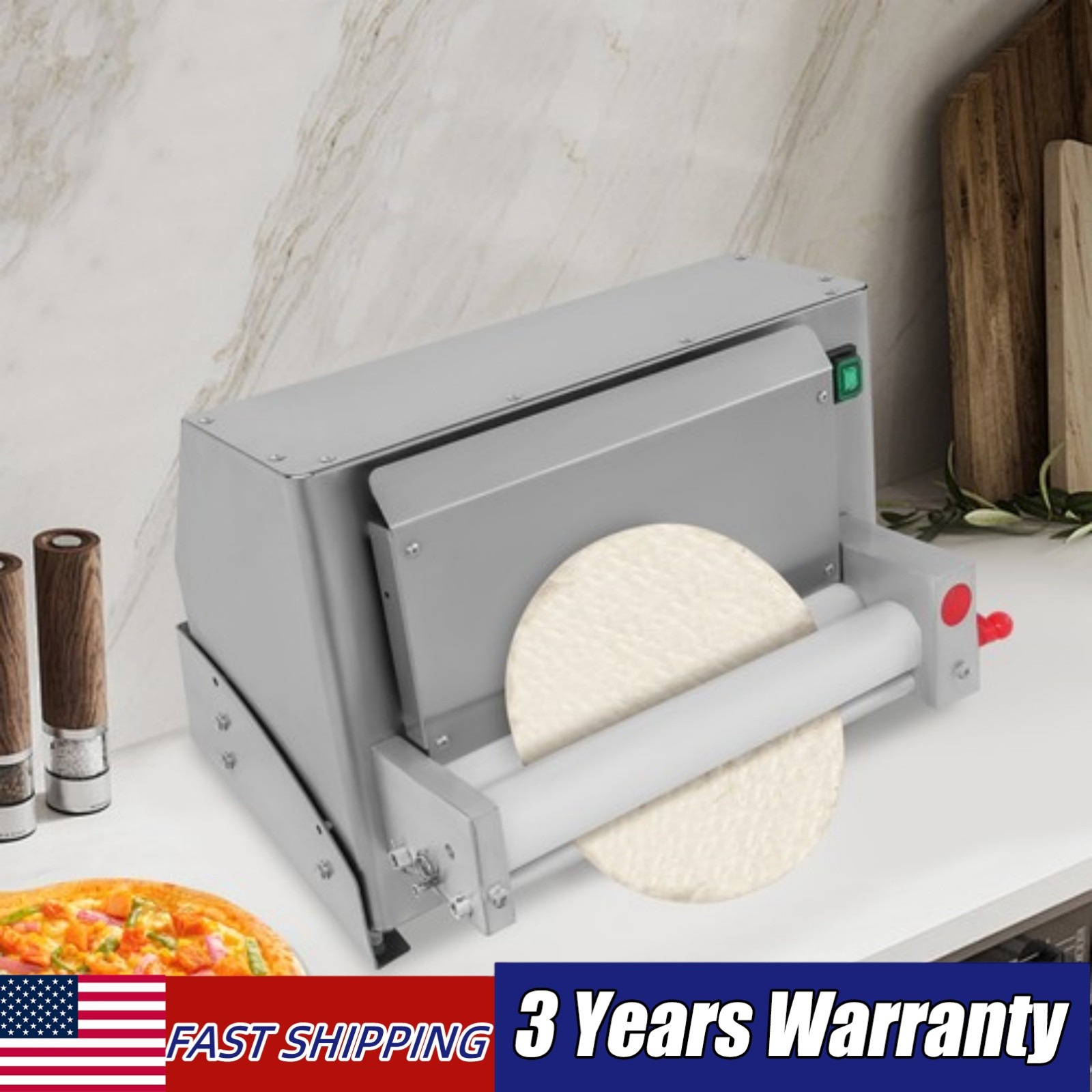 110V Automatic Pizza Dough Roller Sheeter Pastry Press Making Machine 3-12 in