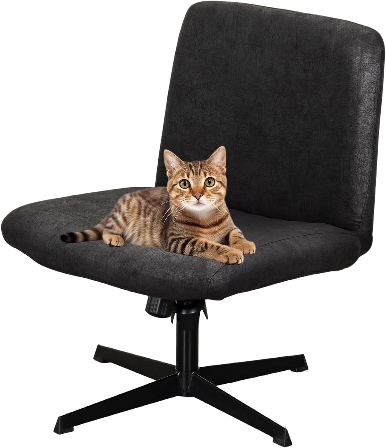 Criss Cross Chair Cover, Faux Leather Looking Stretch Mid Back Wide Armless