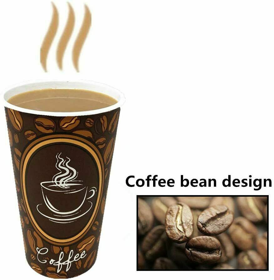 50 Pack Quality Disposable Paper Hot Coffee Tea Cups – 16oz USA SELLER