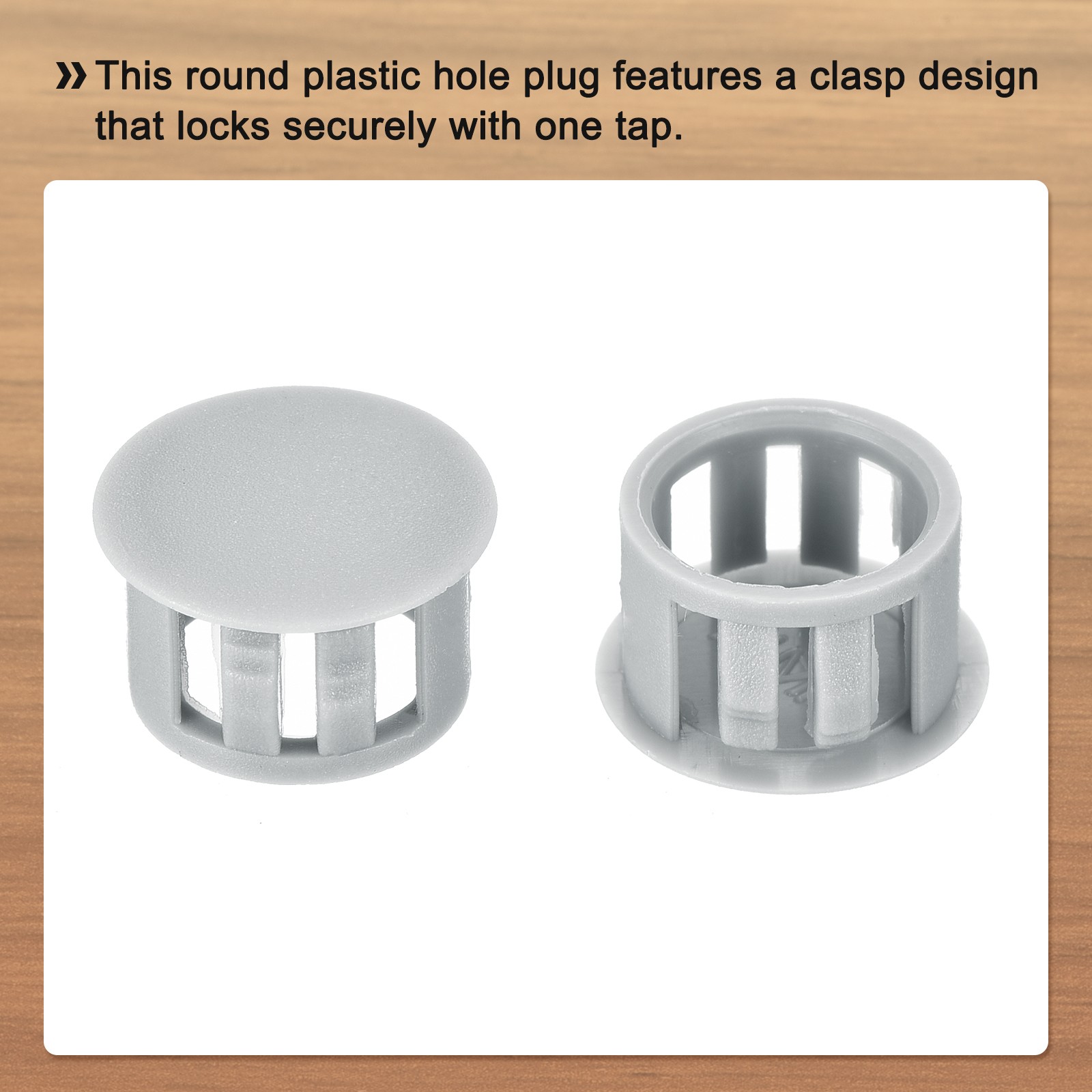 32Pcs 14mm Light Gray Nylon Plastic Round Locking Hole Plugs Insert End Cap