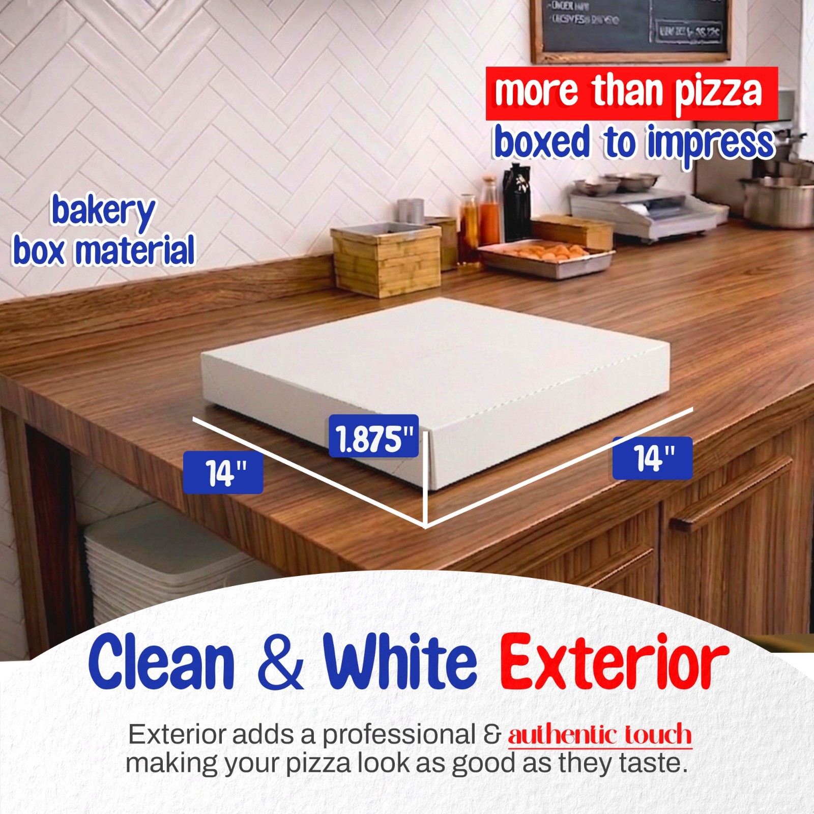 MT Products 14″ x 14″ x 1.9″ Extra Thin White Paperboard Pizza Boxes, Pack of 20