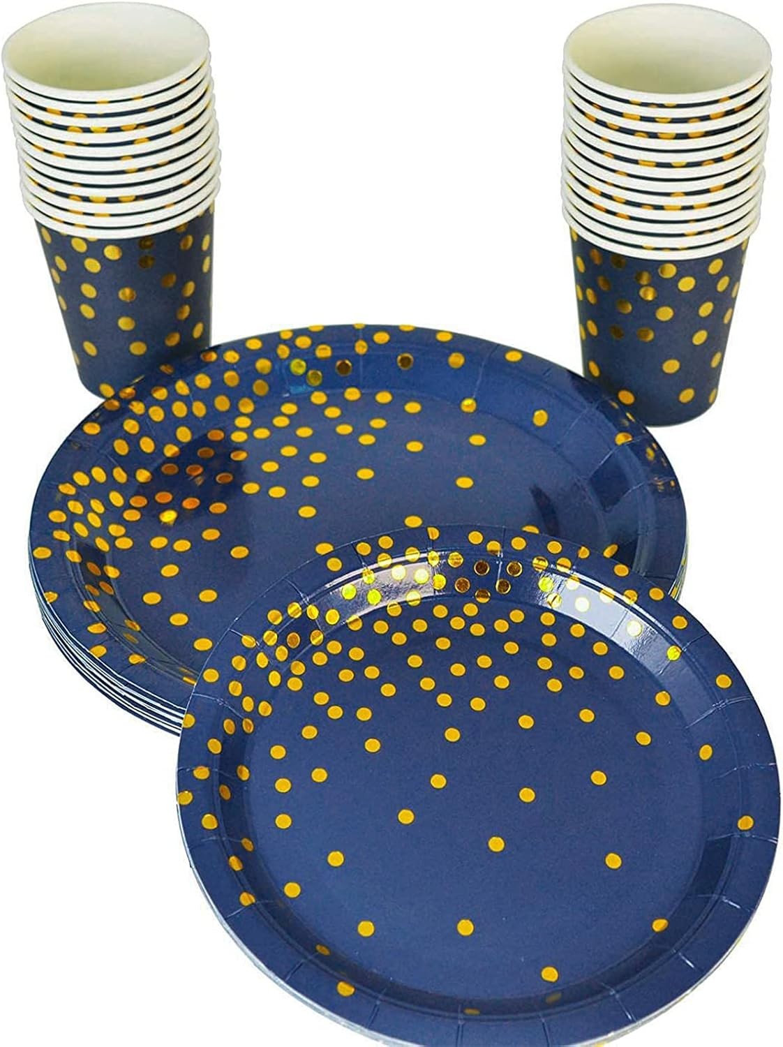 160PCS Disposable Cutlery Set for 20 Guests Blue and Gold Party Cutlery Set