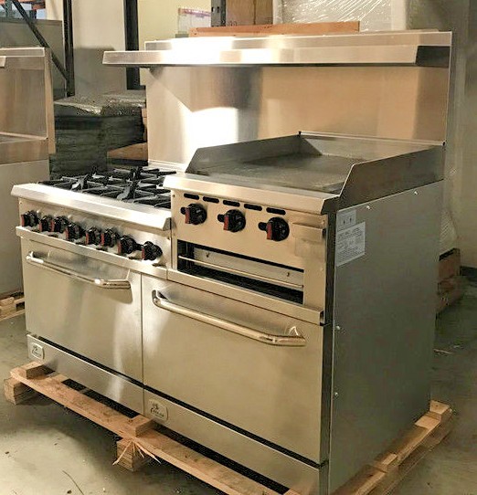 NEW 60″ Double Oven Range Combo Griddle Cheese Melter 6 Burner Hot Plate NSF