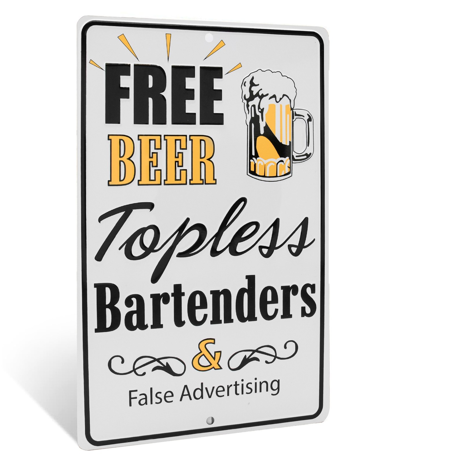 Bar Sign Free Beer Topless Bartenders Funny Metal Man Cave, Dorm Room Wall Decor