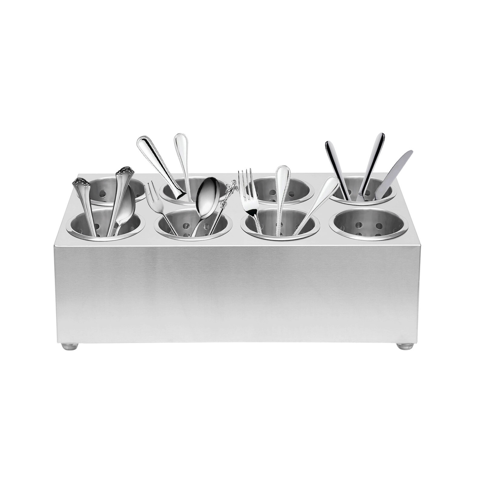 8 Hole Commercial Stainless Steel Flatware Holder Silverware Organizer Storage