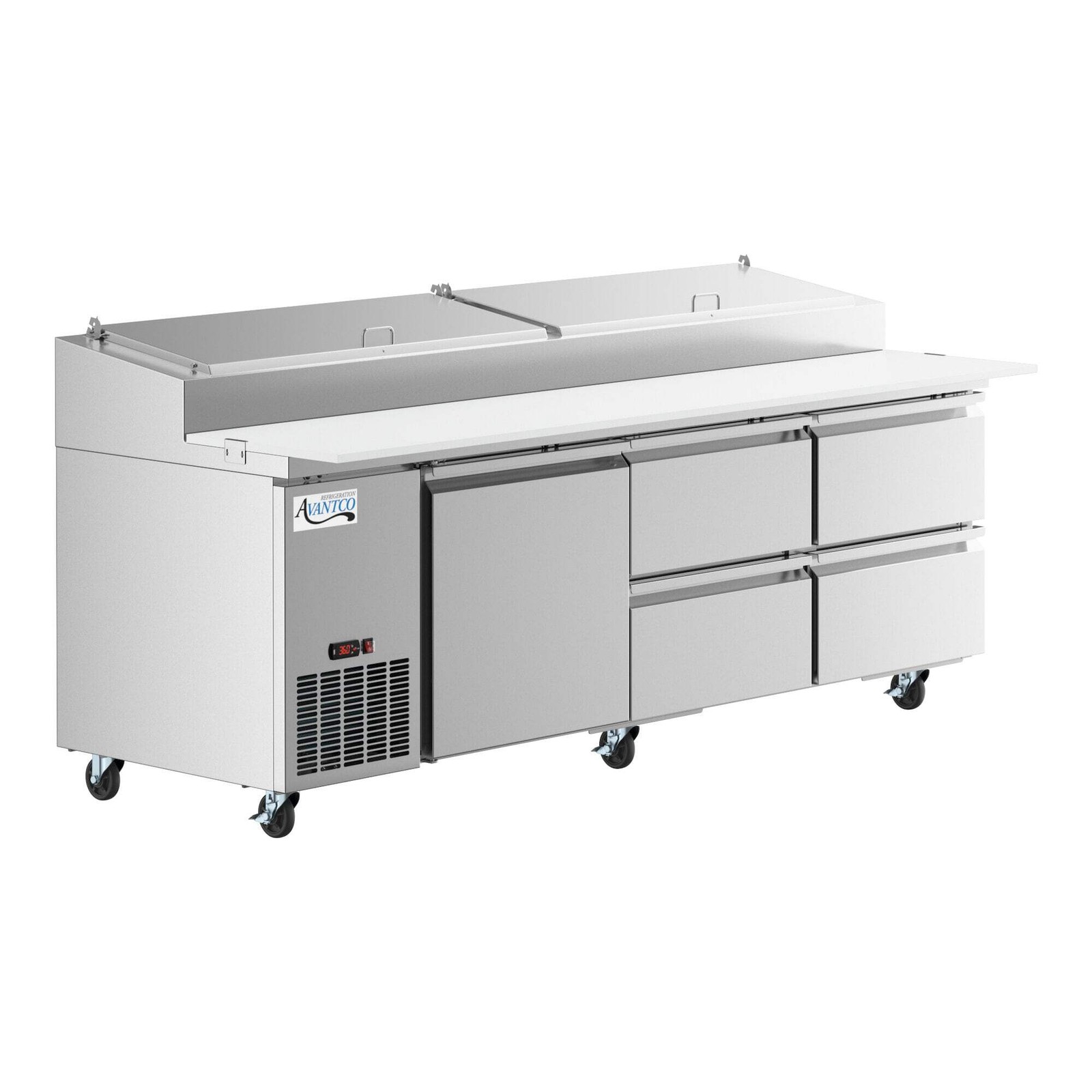 93″ 1 Door Refrigerated Pizza Prep Table with 4 Drawers